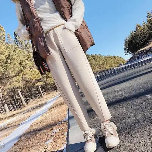 Autumn Korean Version Women Black Haren Pants 2019 New Style Winter High Waist Xxl Female Fashion Casual Nine Minutes Trousers