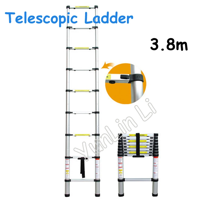 

1.9m Telescopic Ladder Portable Extension Ladder Adjustable 3.8m Retractable Aluminum Alloy Straight Ladder