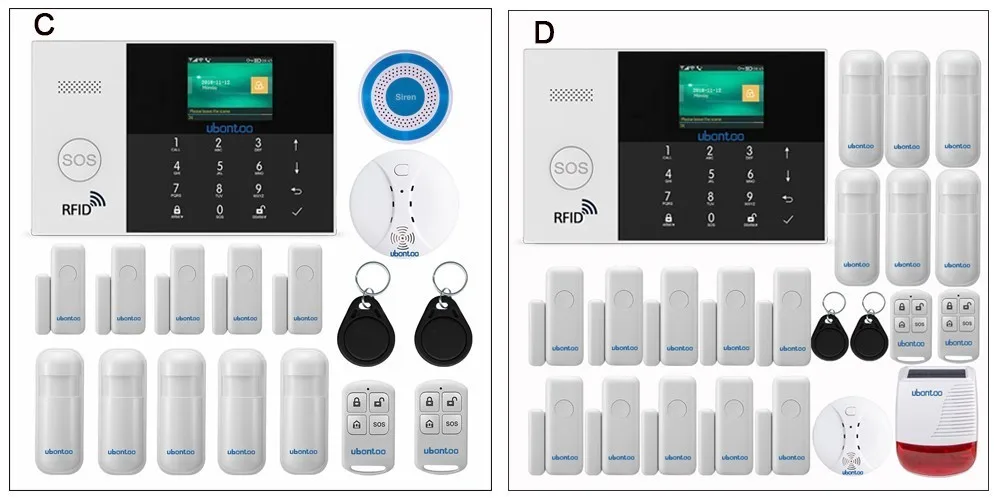 Ubontoo беспроводной охранный датчик домашней безопасности wifi RFID SIM GSM сигнализация Система IOS Android приложение управление ЖК Сенсорная клавиатура