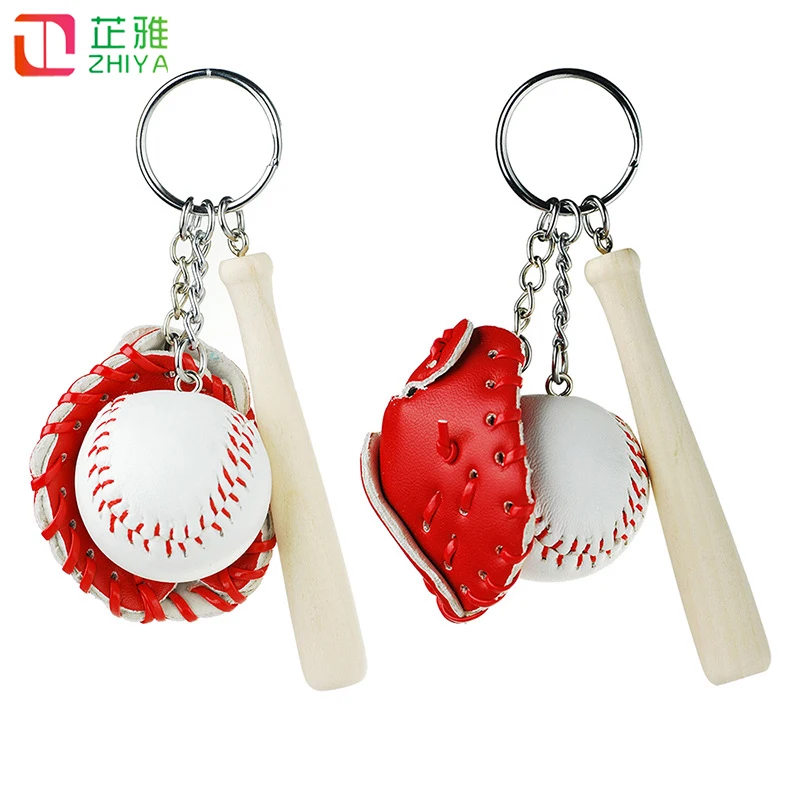 Trendy Sprots Gift Keychains leather softball baseball keychain