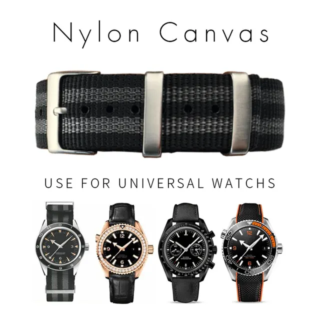 US $12.47 Sports Nylon Watchband Universal Watch Strap for Omega Hamilton Seamaster Calibre Bracelets Accesso