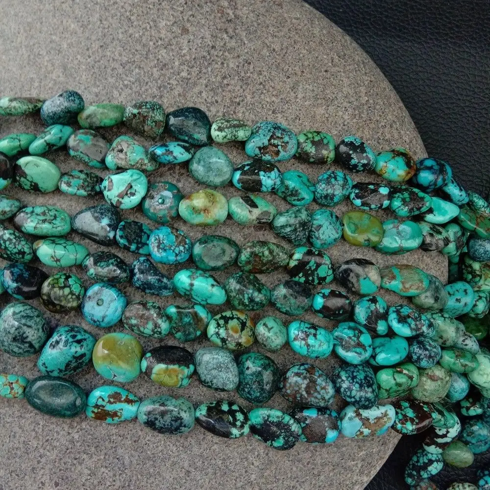 

Freeform Nuggets Polished Real Green Stone Beads 16" Strand