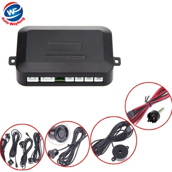 

Factory Price 12V Car Parking system Reverse Backup Radar Sound Alert + 4 Sensors silver or Black free shipping Wholesale R2
