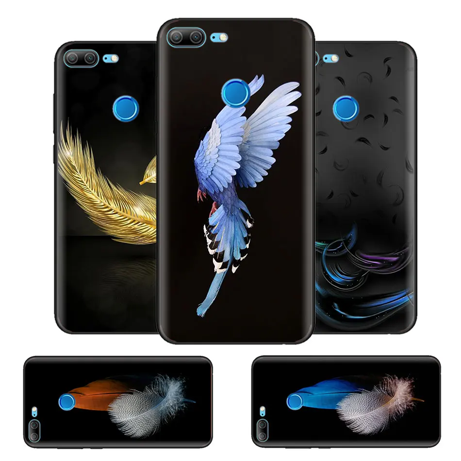 

Black Bag Soft Silicone Case Cover for Huawei honor 8X 8C 8A 10 20 Y6 Y9 2019 Lite Play Enjoy 9S 9E 20i Phone Fall Bird Feathers