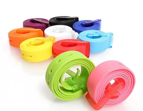 

Plastic Belt Friendly Candy Multi Color Silicone Rubber Leather Belt Smooth Buckle For Women Men