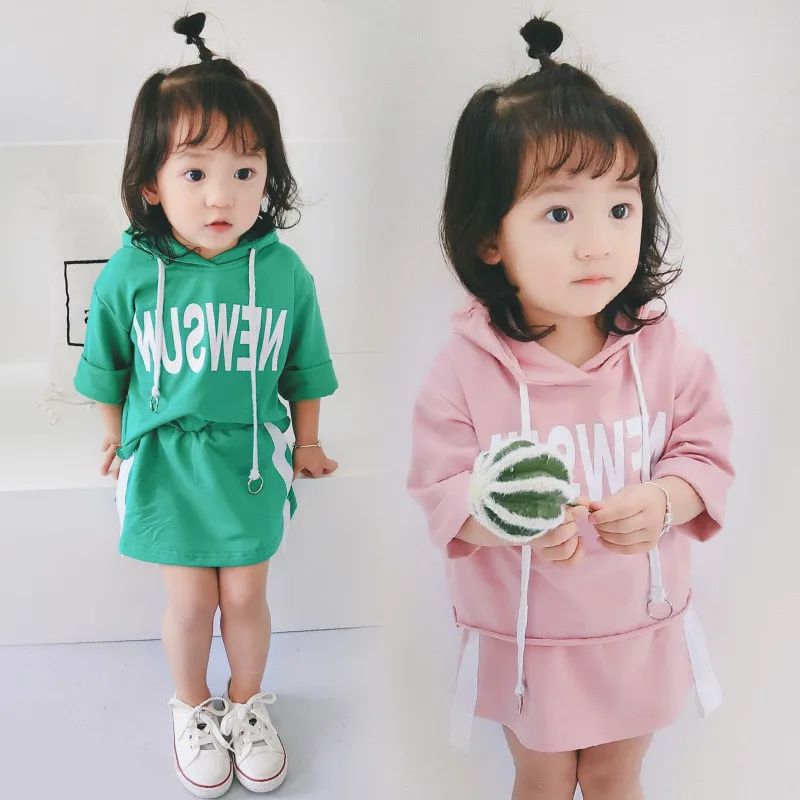 

Mihkalev Cotton kids clothes girls autumn clothing set hoodies tops +skirt 2pecs children long sleeve clothes girl outfits