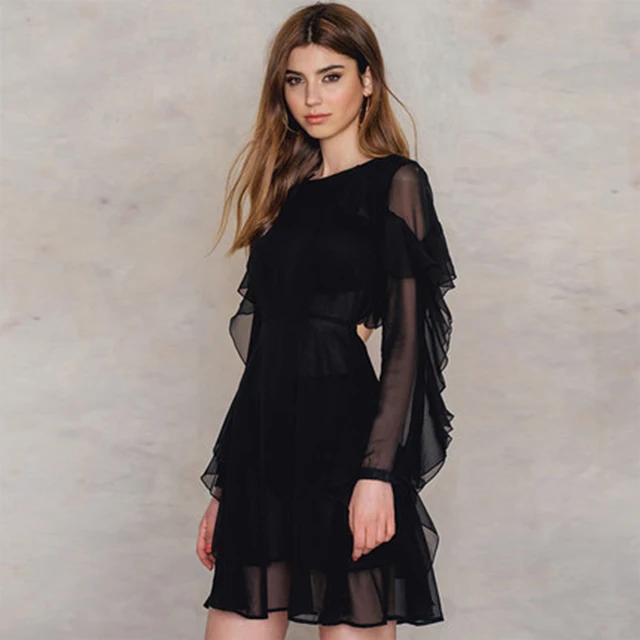 short black ruffle dress