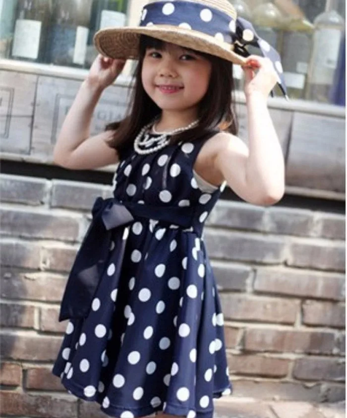 

Kids Children Clothing Polka Dot Girl Chiffon Sundress Dress BU/S #Y1