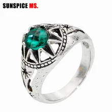 Sunspicems retro vintage bohemia anéis para mulher antigo prata cor jóias de casamento anillo presente