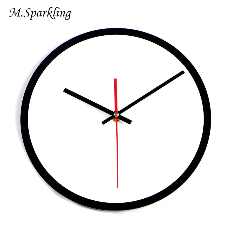 M.Sparkling White Mirror Black Frame Wall Clocks Modern DIY Clocks Home