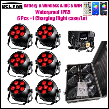 

2018 Waterproof WIFI smart par led battery powered wireless dmx led stage wash light for wedding dj 6*18w RGBWAUV 6 IN 1 remote