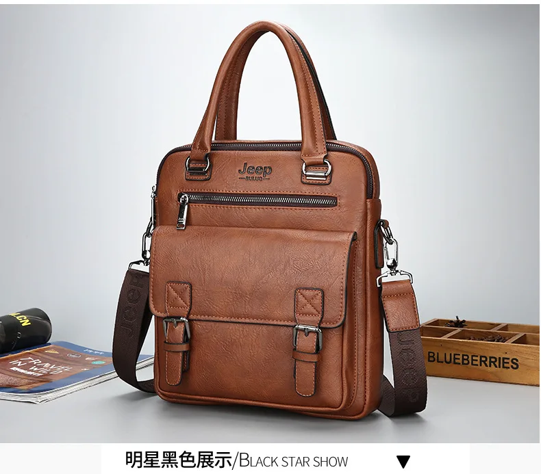 ZYJ Men Business Travel Leather Laptop Briefcase Male Bags Causal Sling Messenger Shoulder Portfolio Briefcase Bag Handbag Bolsa (18)