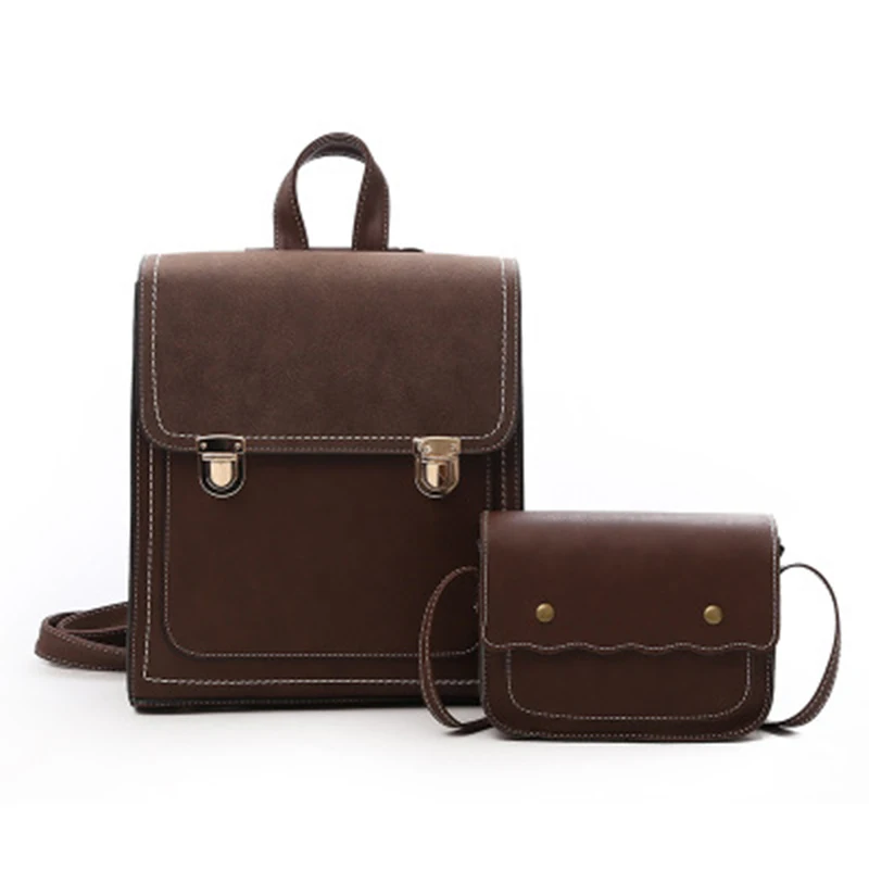 

RURU monkey 2pcs 2019 New Women Vintage Backpack Female School Multifunction Light Large Capacity Backpack Women Preppy Knapsack