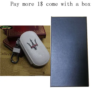 White with box Мужская модная сумка из натуральной кожи, чехол для автомобильного ключа, кошельки, Модные Женские ключницы, держатели Carteira с логотипом Maserati Llogo - Название цвета: White with box