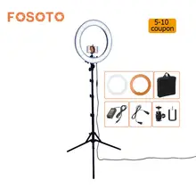 FOSOTO RL-18 55W 5500K 240 LED Photographic Lighting Dimmable Camera Photo/Studio/Phone Photography Ring Light Lamp&Tripod Stand