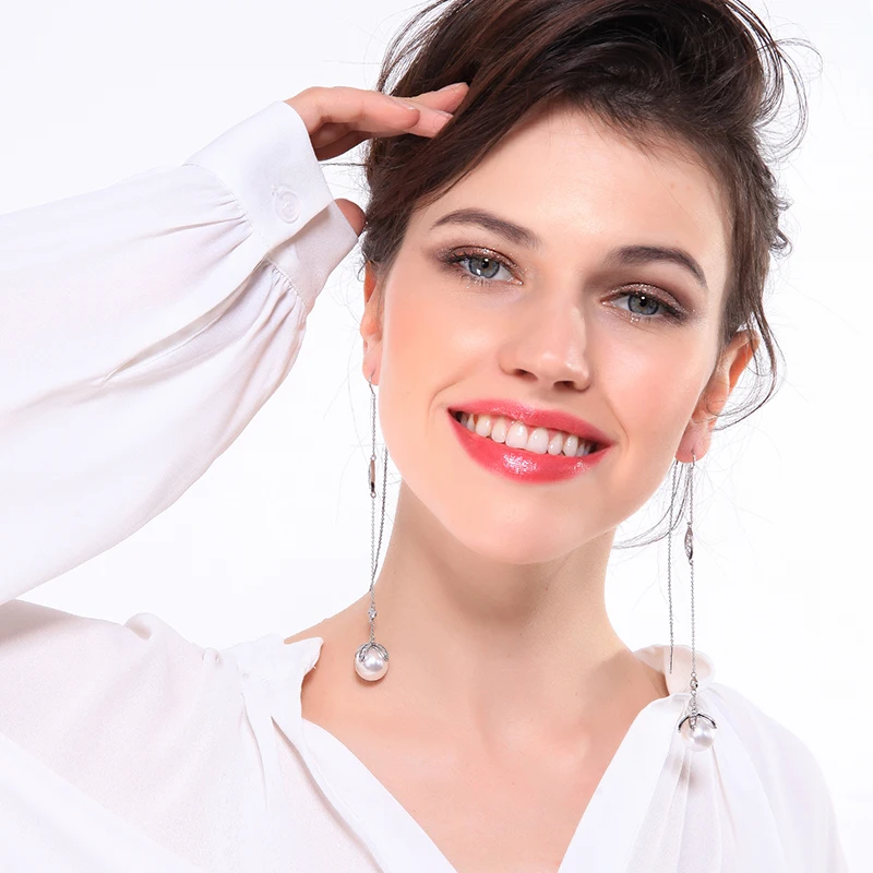 Женские Висячие серьги Kiss Me подвески из циркония с длинной цепочкой уникальные