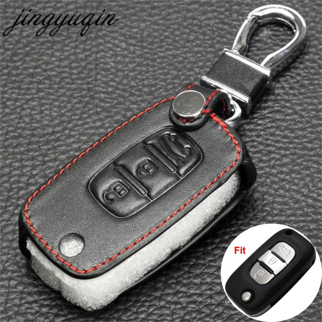 Jingyuqin Автомобильный складной кожаный чехол для ключей LADA Sedan Largus Kalina Granta Vesta X Ray XRay