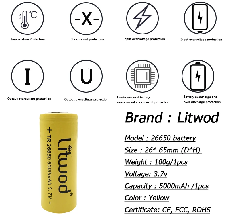 Z20D26 Litwod Дайвинг светодиодный фонарик XML L2 ON/OFF Плавная затемнения Водонепроницаемый Подводные 150 м на 26650 батарея