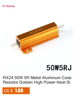 5 шт. RX24 50 Вт 0.1R металла Алюминий случая высокого Мощность резистор золотистый металл В виде ракушки Корпус радиатора резистор 0.1 Ом