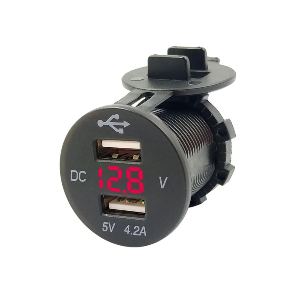 4.2A два USb зарядки отверстия с дисплеем напряжения мобильного телефона зарядное устройство разъем питания для 12 В автомобиля мотоцикла
