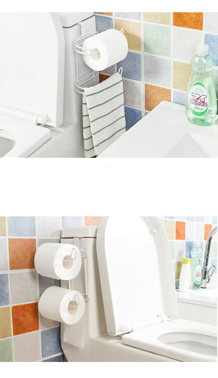 Железный 2 слоя туалетной бумаги Бумага крючки полка подвесной органайзер для ванной комнаты Кухня дверца шкафа Полотенца держатель Треугольники