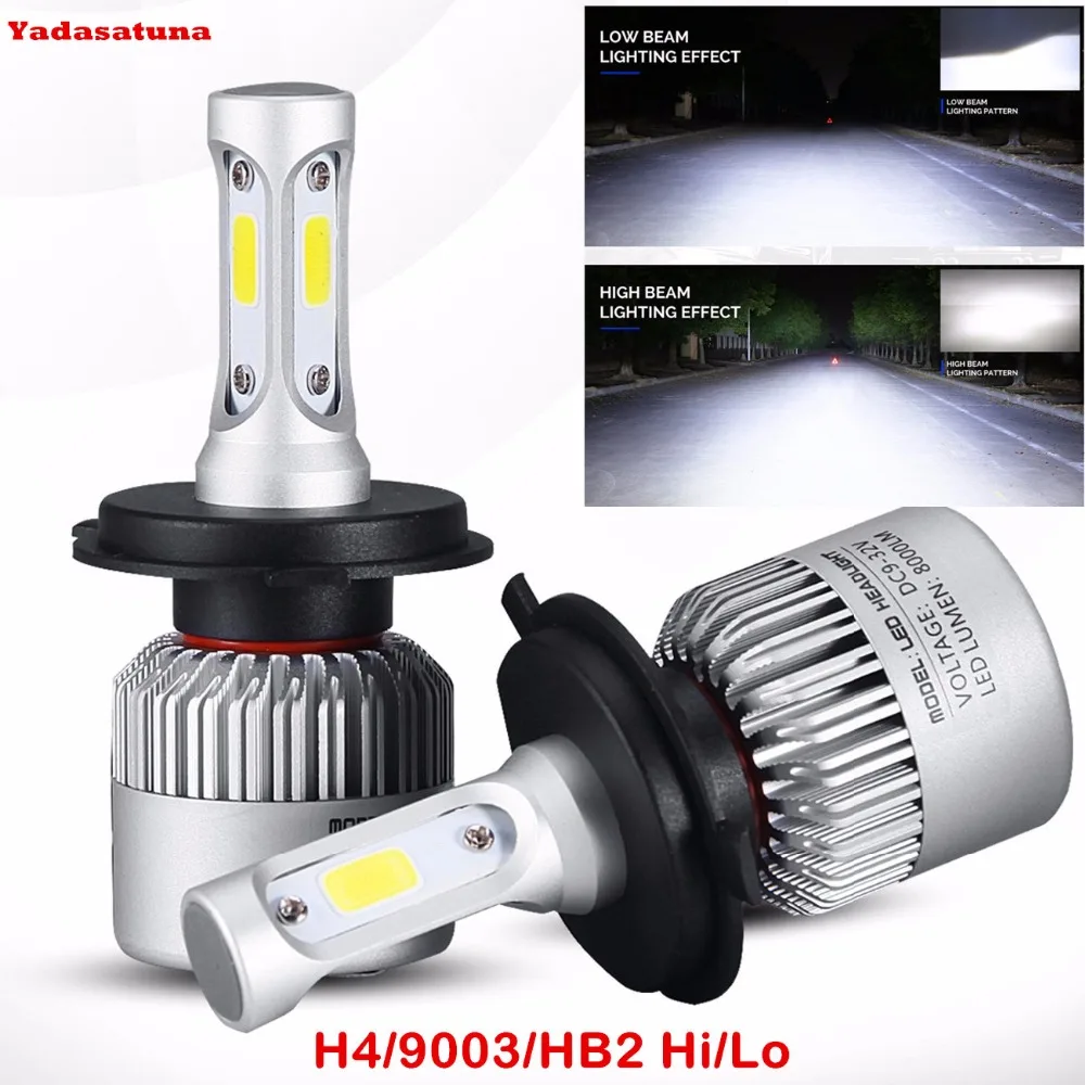 

2Pcs H4 LED H7 H11 9005 9006 COB Chip S2 Auto Car Headlight/DRL Lights/DRL 72W 8000LM High Low Beam All In One Automobiles Lamp