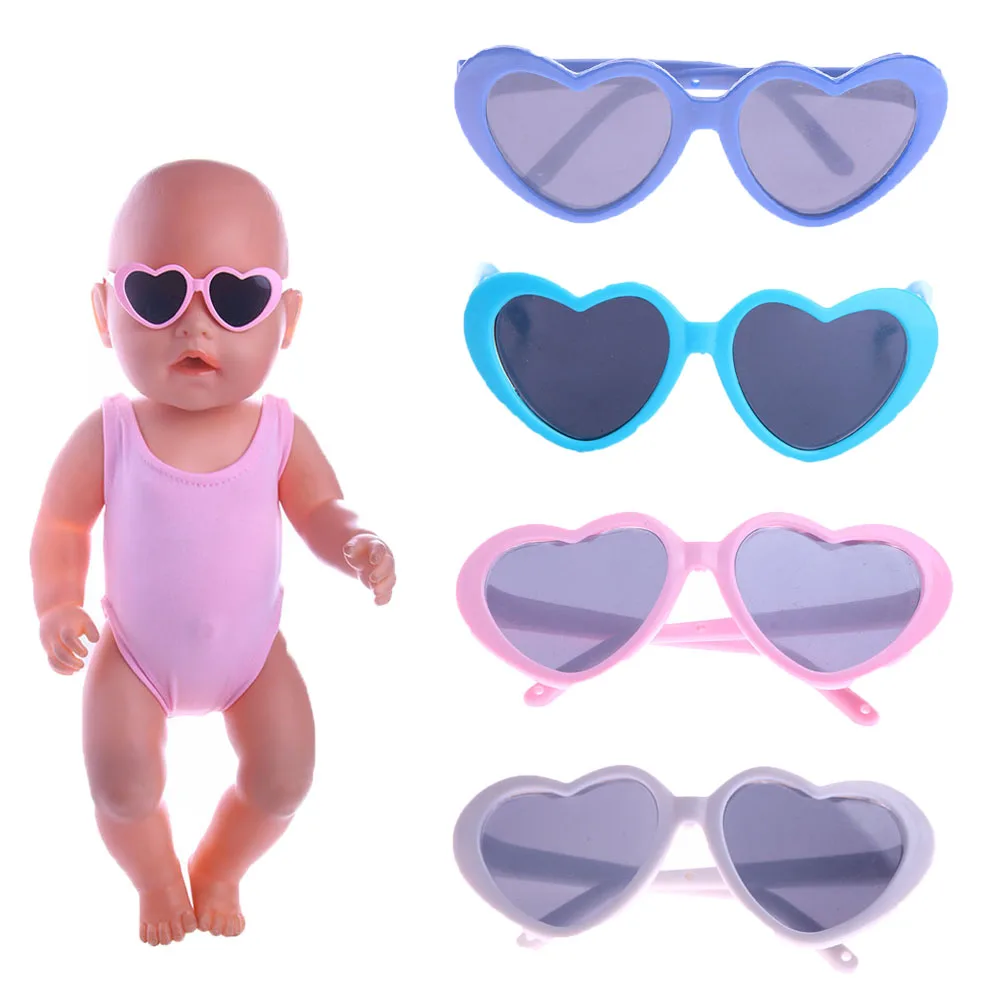 Luckdoll 6pcs Doll Sunglasses Heart Shape Frame fit 43cm Baby Dolls and