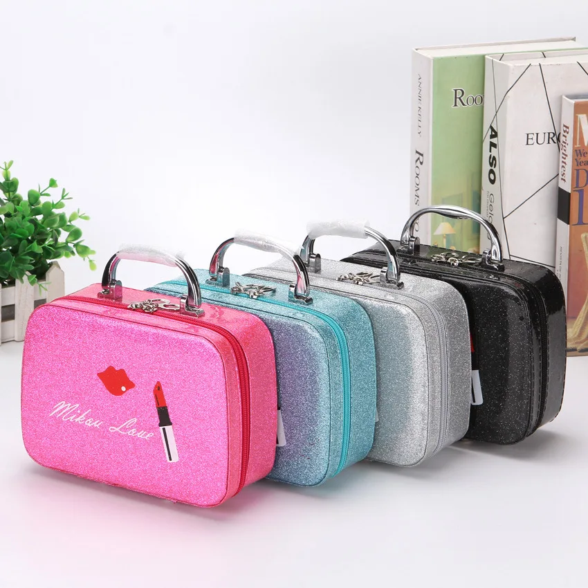 

Neceser Women PVC Makeup bag Zipper Lipstick Cosmetic Bag Case Travel Make Up Toiletry Box Organizer Storage Box Mini Suitcase