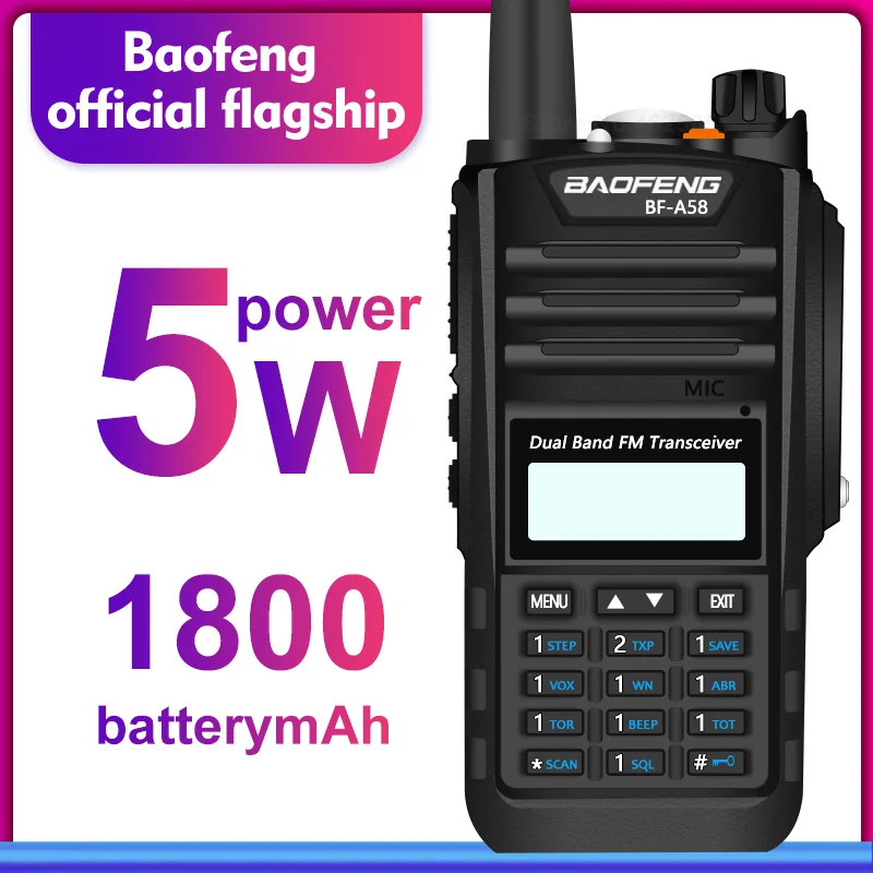

Baofeng Waterproof UV-A58 talkie walkie 8W UHF/VHF walkie talkie range 5KM cb radio Dual Band Handheld UV9R Ham two way radio