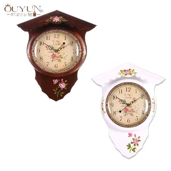

New Arrive European style wall Clock Rustic Clock Home Accessories Vintage Home Decor Antique Wooden Wall Clock Hot Sell