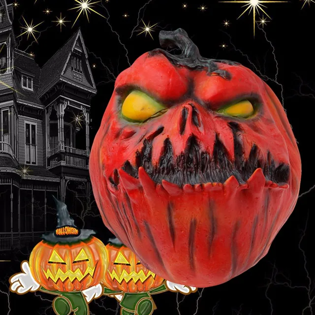 Halloween Scary Evil Latex Ugly Pumpkin Mask Full Face Fancy Dress