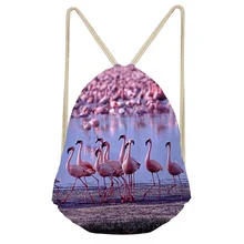 THIKIN мультфильм Фламинго узоры Backbag хорошее качество связка карман для девочек сумки на плечо ежедневно Drawstring Рюкзак Mochila