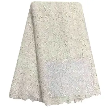 

2016 Women Embroidery African Cord Lace French Nigerian Lace Fabrics High Quality White 5 Yards / Lot Embroidered Lace Trim