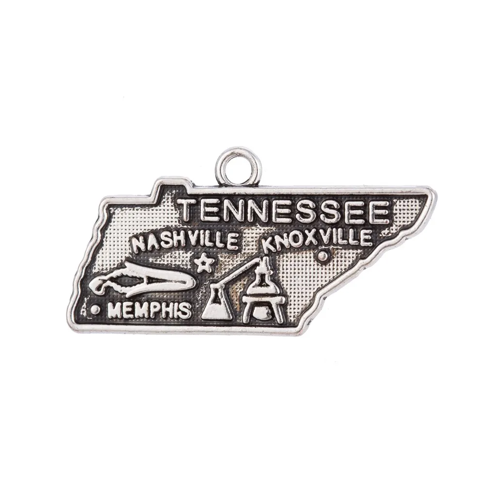 

10pcs Charms Usa State Tennessee Map 15x25mm Antique Silver Pendant Usa State Tennessee Map Charms For Jewelry Making
