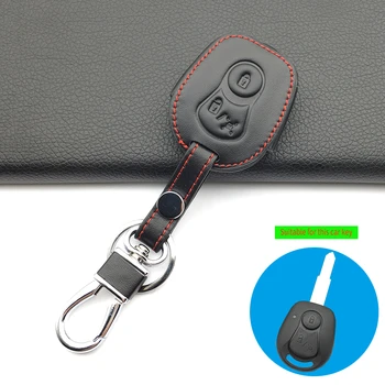 

Hot Sale High Quality Top Layer Leather Genuine Leather Car-cover For Ssangyong 2 buttons Key Cases Shell Auto Accessories