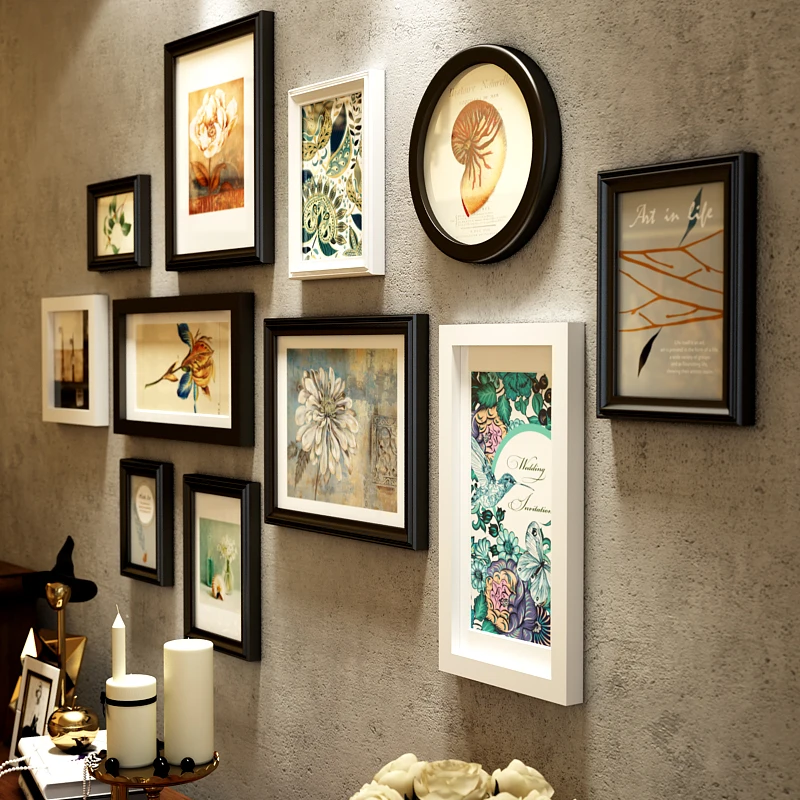 

INKANEAR Creative Beautiful Fashion Painting Nautical Style Photo Frame Set Solid Wood Home Decor Wall Decoration DIY HF9043