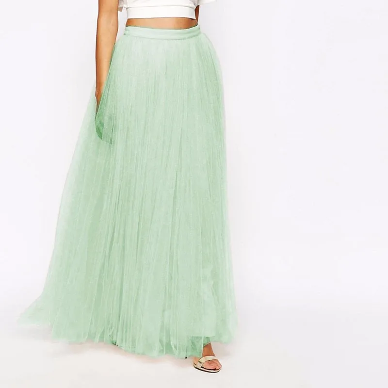 Mint Green Maxi Skirts Womens Chic Floor Length Vintage Skirts With Zip