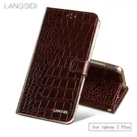 Wangcangli brand phone case Crocodile tabby fold deduction phone case For iPhone 7 Plus cell phone package All handmade custom