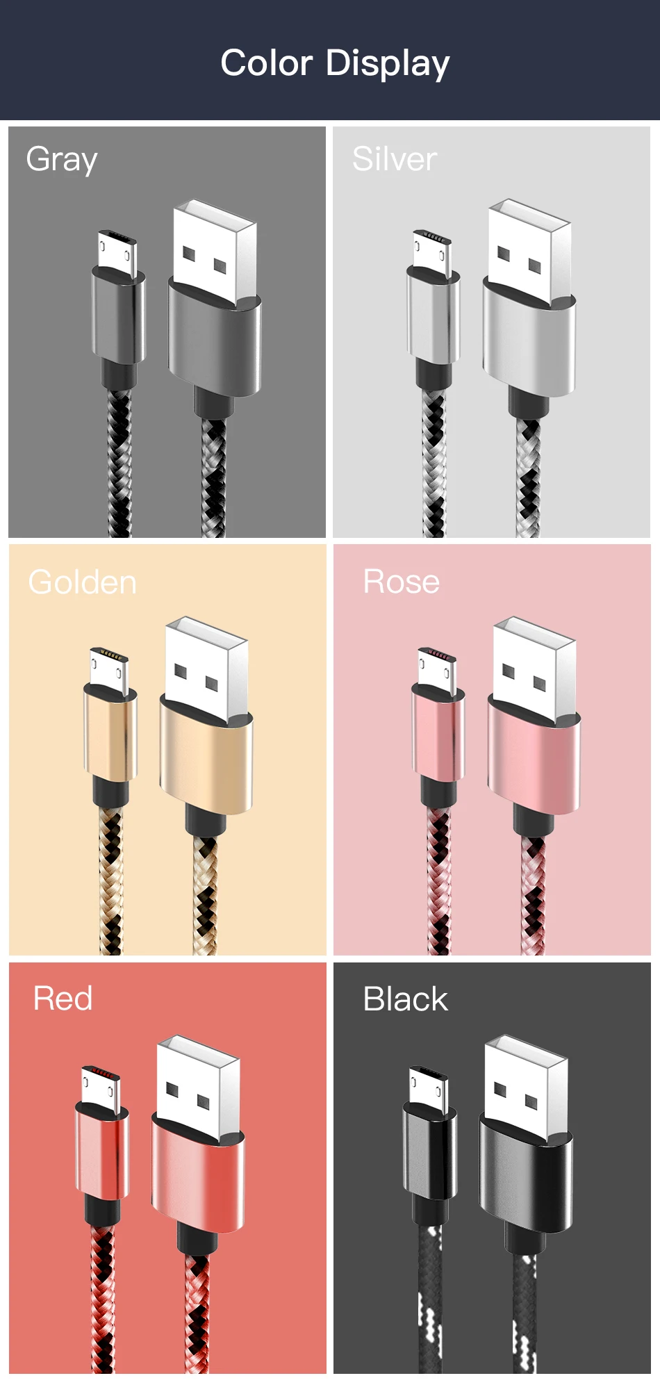 !ACCEZZ 2.4A Micro USB Cable For Samsung Galaxy S7 S6 Xiaomi Redmi 4A Android Mobile Phone Charger Cable Cord Durable Data Wire (6)