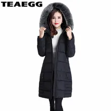 TEAEGG Meduim Long Woman Winter Coats And Jackets Parka Feminina Hood Thick Black Winter Jacket Women Clothing Plus Size 5XLAL80