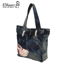 2016 Top Rushed Baguette Polyester Innenschlitz-tasche Trend Umhängetasche Denim frauen Handtasche Farbblock Mobilen Big Bags