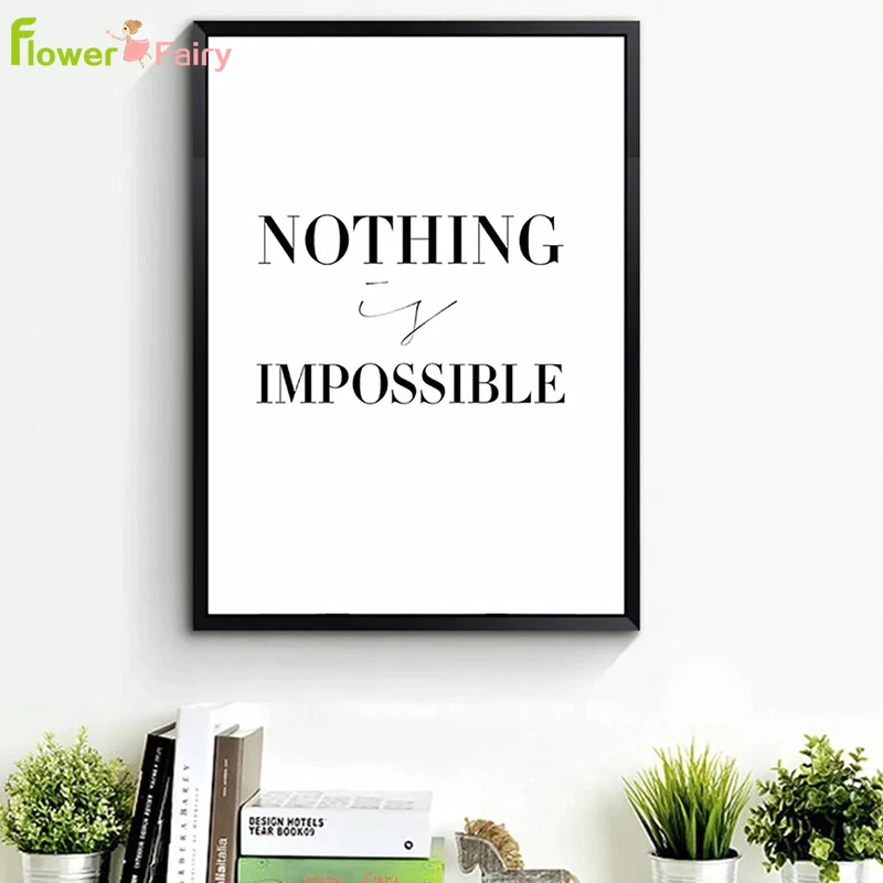 Inspirationa Word Quotes Black White Noting Is Impossible Canvas Painting Posters Art Poster Wall Picture For Home Unframed