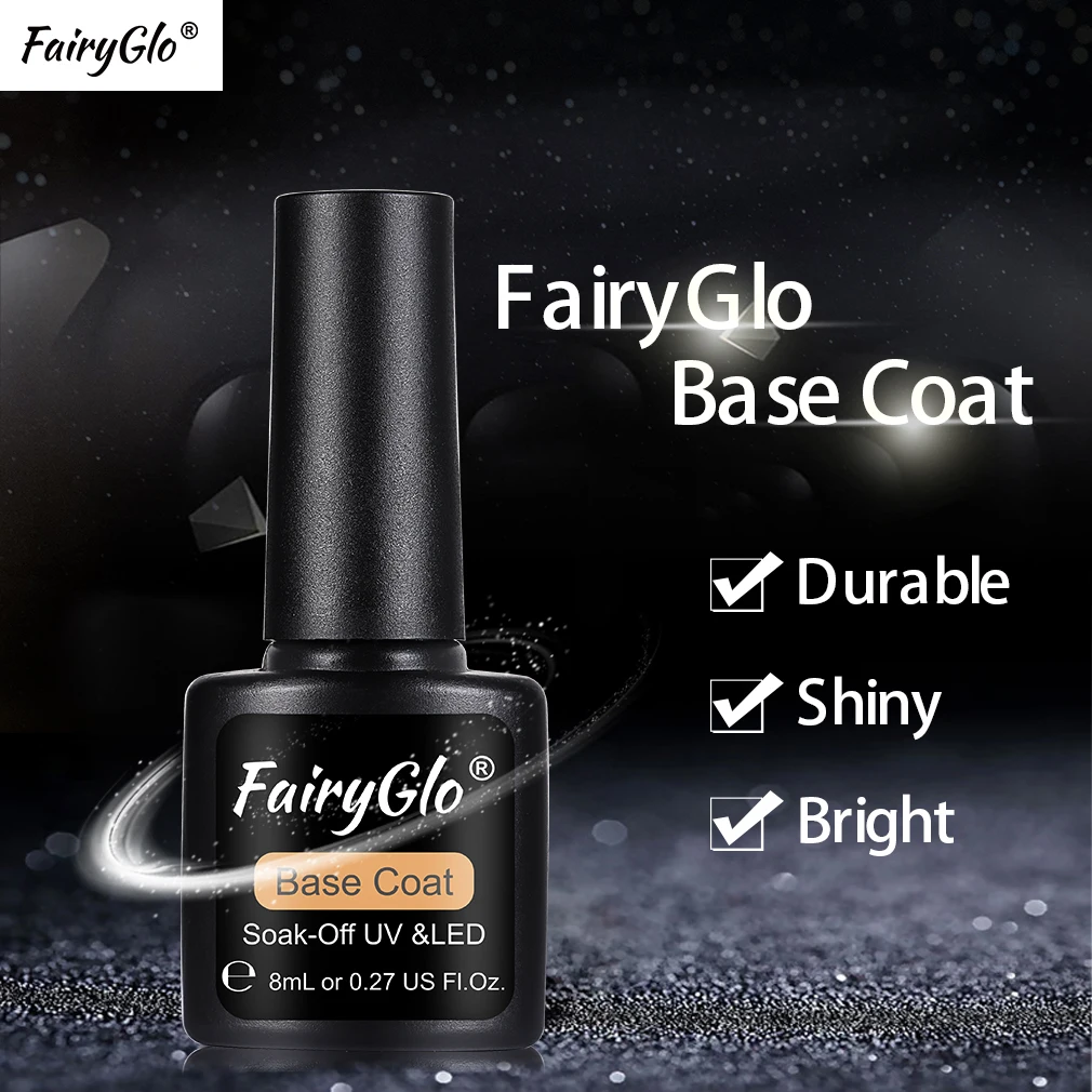 

FairyGlo 8ML Nail Gel Top Base Primer Soak Off UV LED Semi Perment Rubber Base Top Coat No Clean Gel Nail Polish Lucky Lacquer