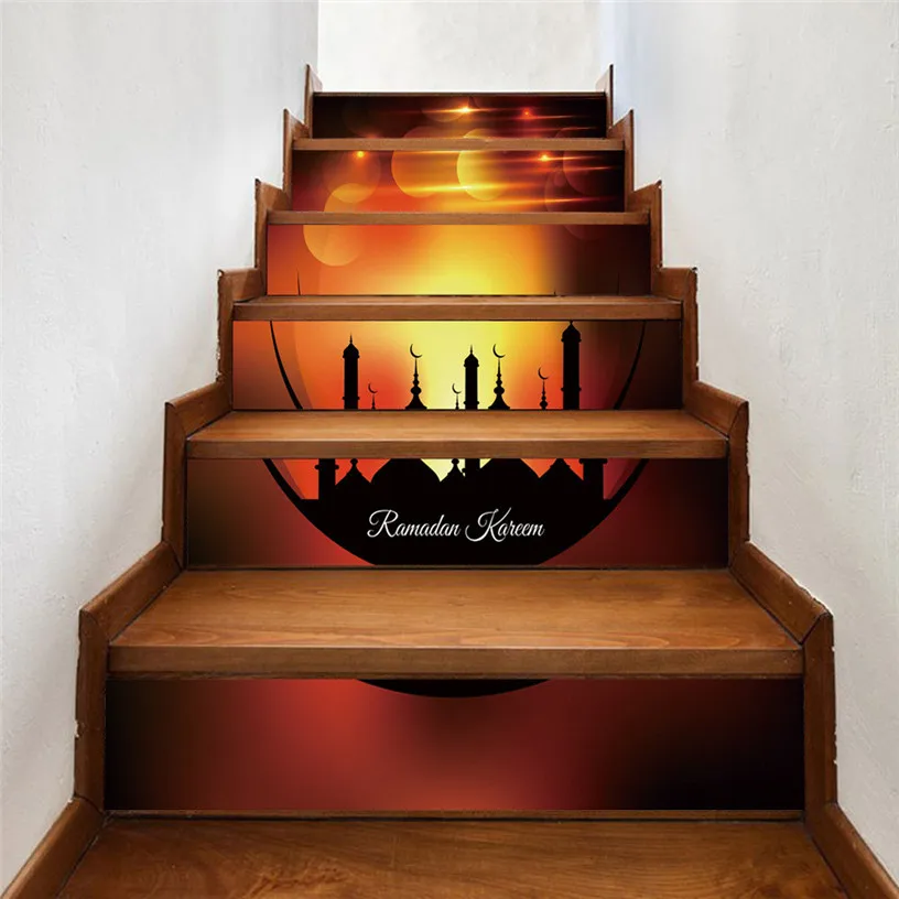 Мусульманский Рамадан благословение пол лестницы креативные лестницы наклейки Современный дизайн Фреска для лестницы ванная комната Домашний декор лестницы 9A05 - Цвет: F