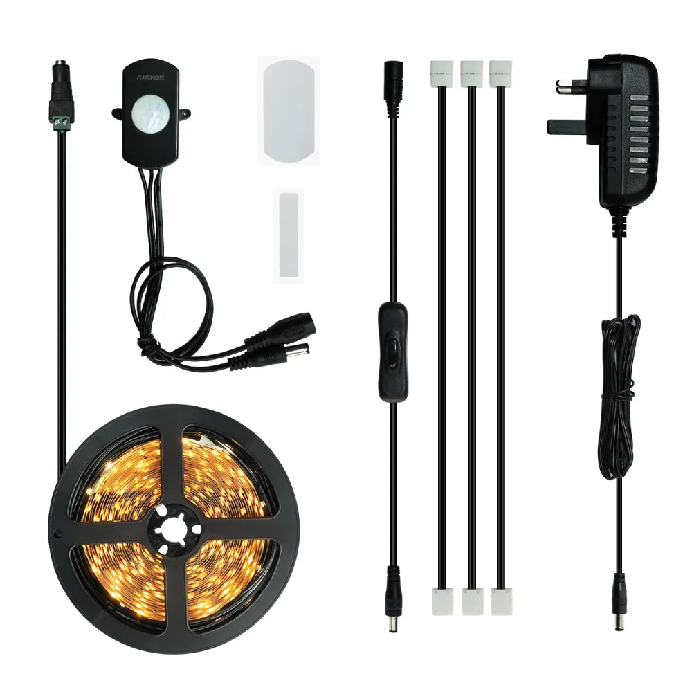 

Motion Sensor LED Under Cabinet Lighting Kit Extendable LED Light , Power Adapter for Shelf, TV Wall Lighting (8.2FT,3000-3500K)