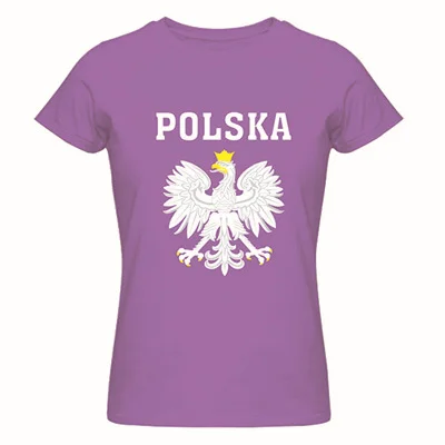 Polka POLAND идеально подходит для женской футболки хлопок camisetas mujer kawaii футболка Женская с коротким рукавом укороченный Тройник - Цвет: Фиолетовый