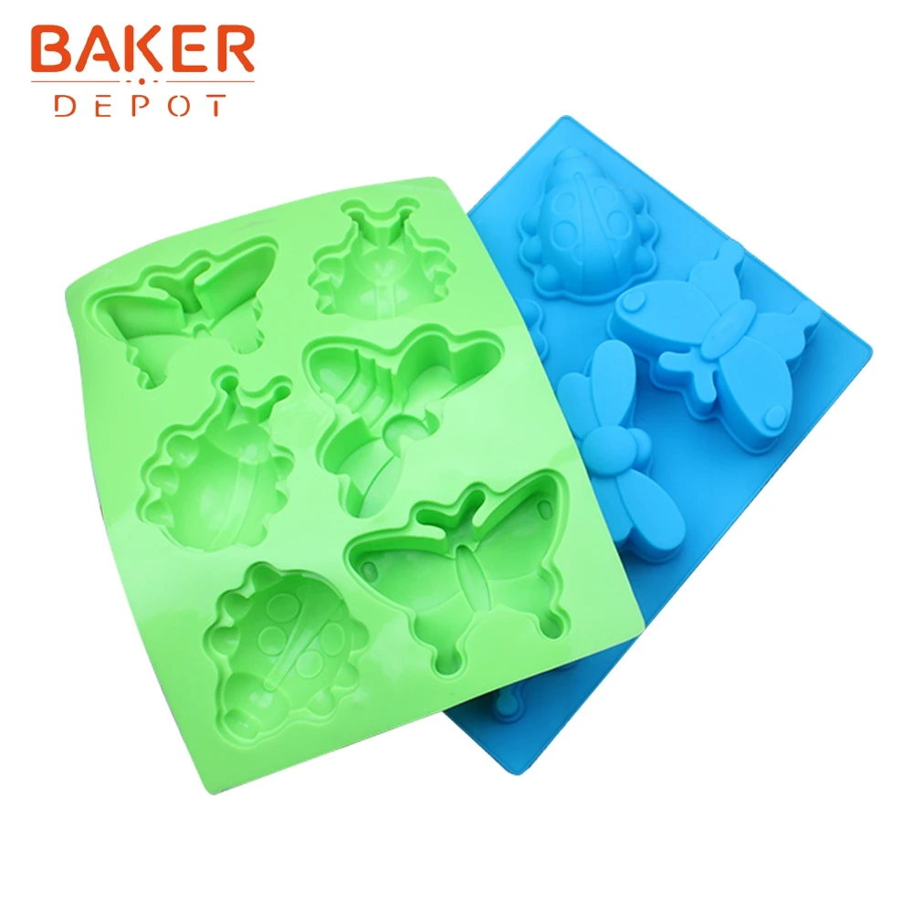 BAKER DEPOT силиконовый для тортов и мыла желе пудинг 6 решеток бабочка хлеб форма для выпечки кондитерских изделий фигуры животных для пудинга