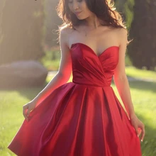 Красные Короткие Коктейльные мини-платья для девочек, сексуальные вечерние трапециевидные платья с v-образным вырезом, платье без рукавов для выпускного вечера, robe de soiree, vestido de festa