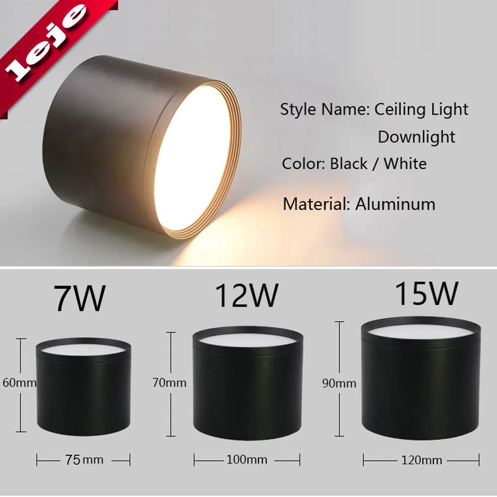  LED Ceiling light Surface mounted Dimmable Ceiling lamps Cylinder 7W 12W 15W for BedroomLiving room - 32834700804