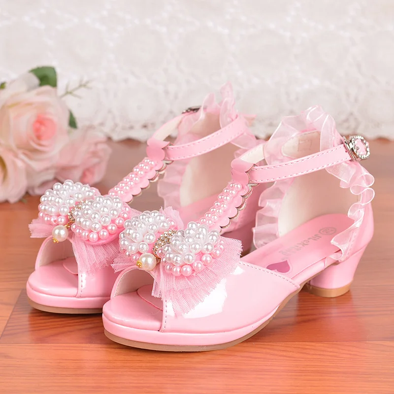 

Kids Girls Summer Shoes Princess For Girls Sandals High Heel 2019 New Girls Fish Mouth Sandals High Heel Shoes For Children